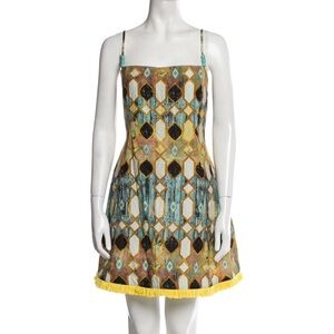 Christian Lacroix Womens Linen Fringe Trim A Line Dress